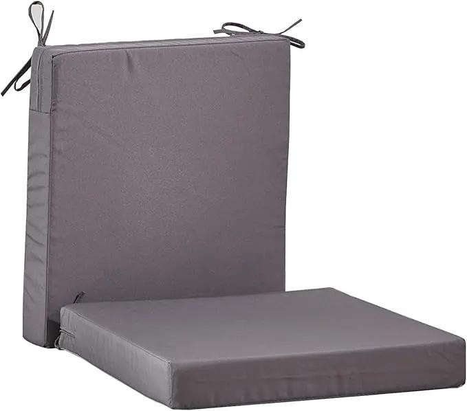 20 x 18 Inch Outdoor Chair Cushions for Patio Furniture UV Resistant Non Slip Waterproof Replacement Patio Seat Cushion with Ties Set of 2, Dark Grey by GreenHaven Gardens