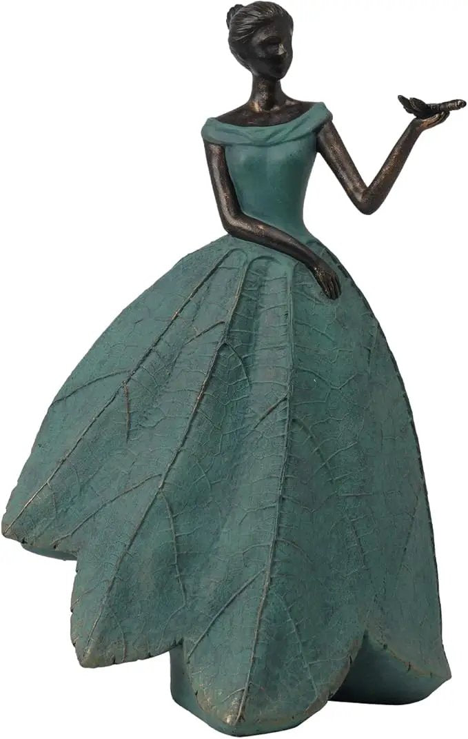 Guichifun Fairy Statue Collection Home Decoration - Leaf Angel Girls with Dragonfly Resin Home Decor for Outside or Inside Rustic Garden Outdoor Yard Decorations Figurines Gift 7.4 x 5.25 x 12 Inch by GreenHaven Gardens