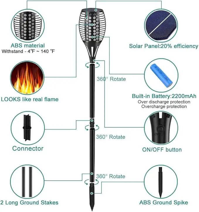 Aityvert Solar Lights - 43" Flickering Flames Torch Lights for Outdoor, Waterproof, Landscape Decoration, Dusk to Dawn Auto On/Off Security (6 Pack) by GreenHaven Gardens