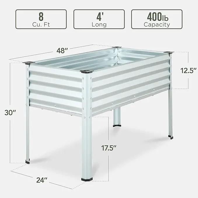 Best Choice Products 48x24x30in Galvanized Raised Garden Bed, Metal Elevated Planter Box, Vegetable Garden for Backyard, Patio, Balcony - Silver by GreenHaven Gardens