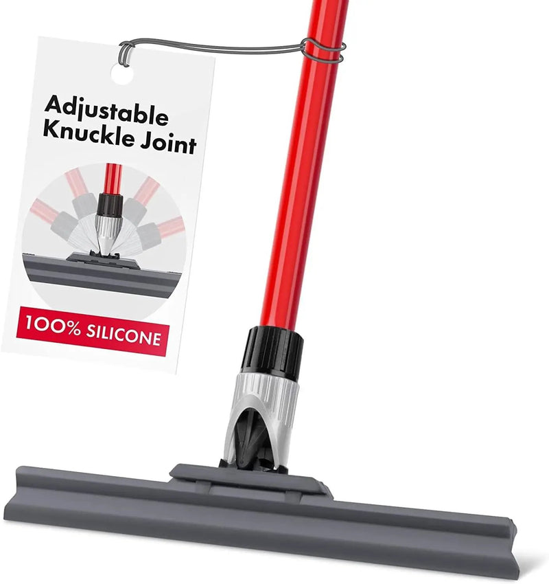 Silicone Floor Squeegee with 55-Inch Long Handle, 12-Inch Single Cast Silicone Blade, 360° Swivel Joint - Multifunction Floor Squeegee for Garage, Concrete Floor, Shower Floor, Glass Windows by GreenHaven Gardens