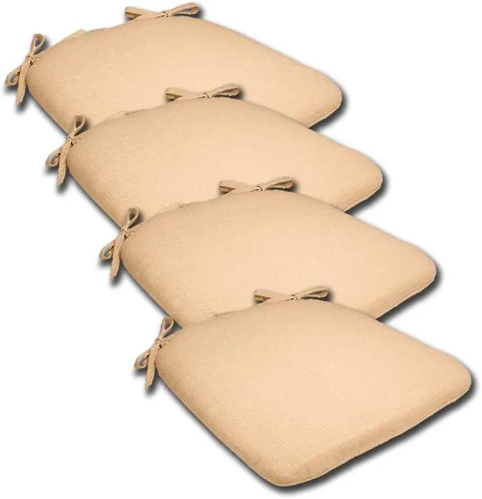 Comfort Classics Set of 4 19W x 17Dx 2H Spun Polyester Outdoor SEAT Cushion in Husk Texture Birch Inc. by GreenHaven Gardens
