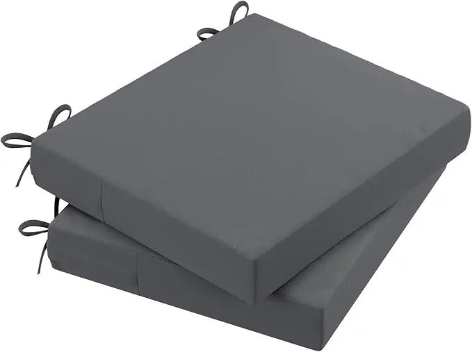 AAAAAcessories Outdoor Seat Cushions for Chairs, Waterproof, Fade-Resistant Patio Furniture Replacement Cushions, 20" x 18" x 3", Set of 2, Dark Gray by GreenHaven Gardens