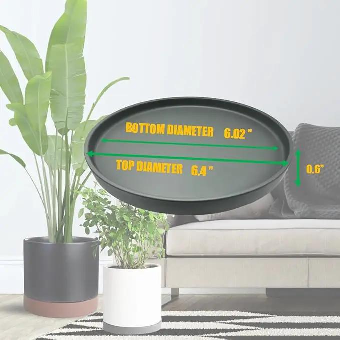 2 Pack Ceramic Plant Saucer Pot Tray 6 Inch, Planter Saucers 4 5 6 7 8 9 10 11 12 13 Inch for Indoors Outdoor, Durable Sturdy Flower Drainage drip Water Tray for Glazed Pots Base (6.4 Inch-Grey) by GreenHaven Gardens