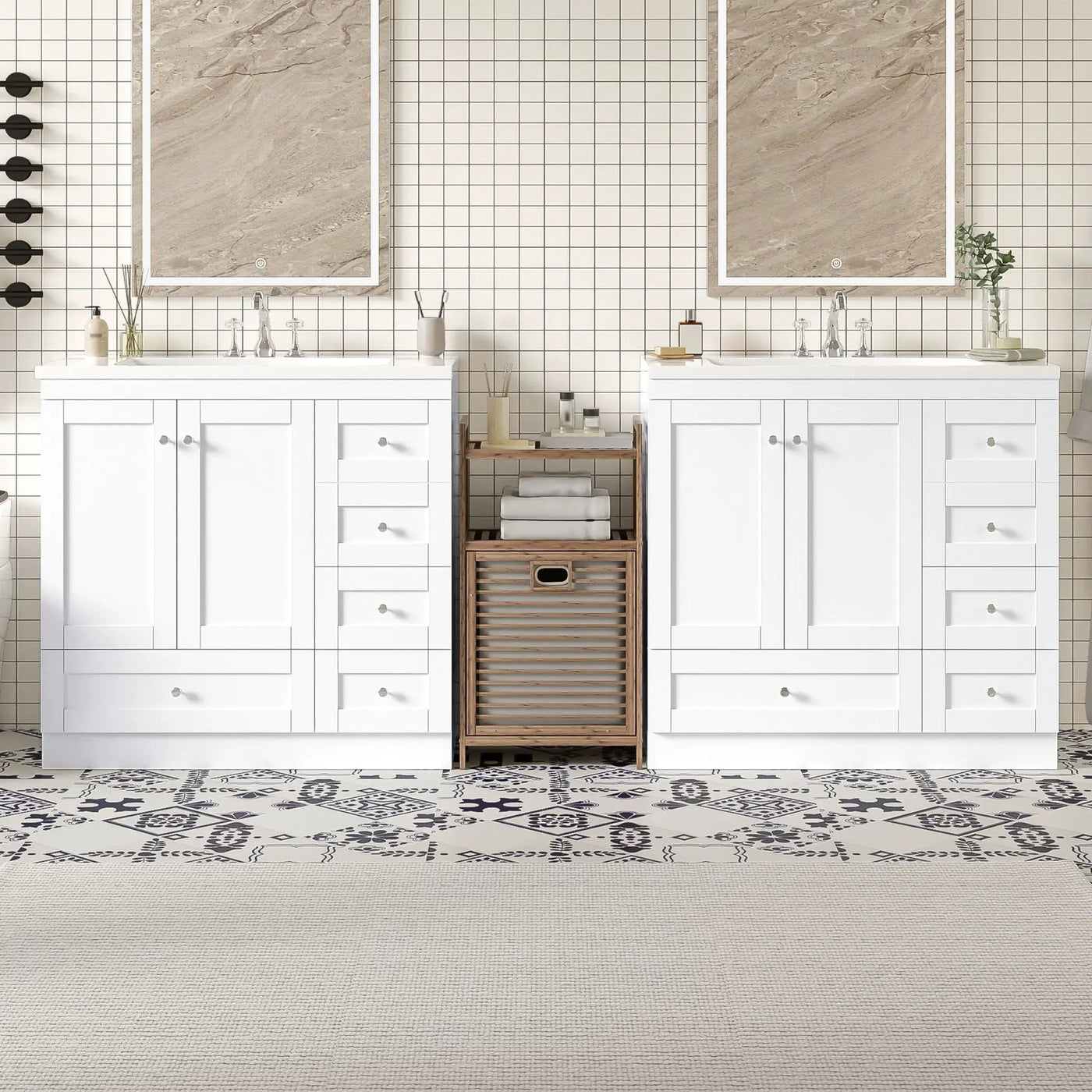 Shaker Free Standing Bathroom Vanity Cabinet & Sink, Soft Close Drawers, Soft Close Doors by Unique Piece Furniture