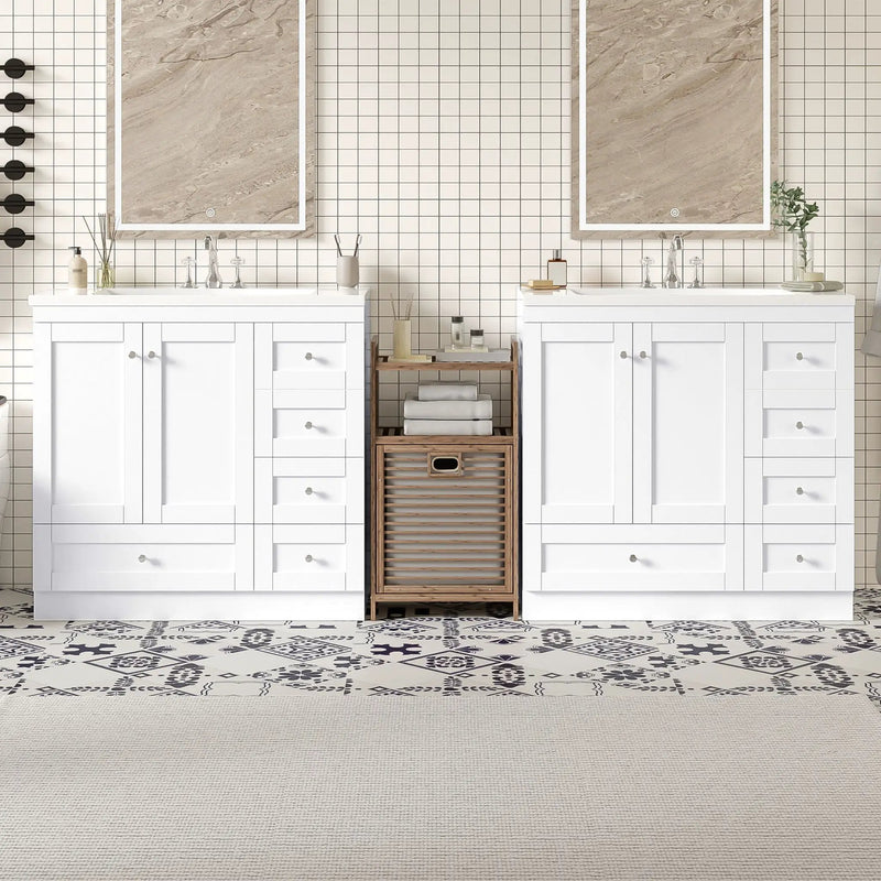 Shaker Free Standing Bathroom Vanity Cabinet & Sink, Soft Close Drawers, Soft Close Doors by Unique Piece Furniture