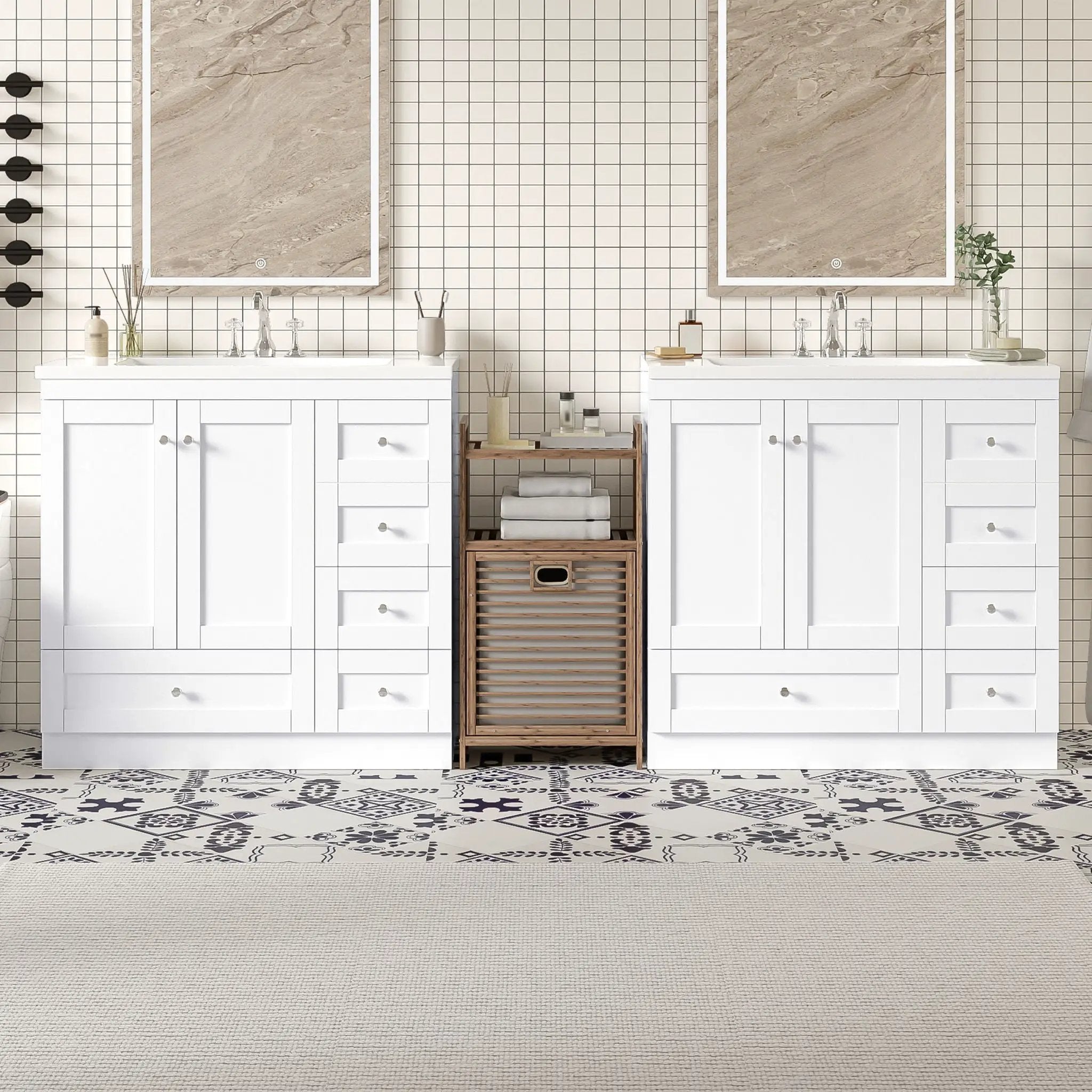 Shaker Free Standing Bathroom Vanity Cabinet & Sink, Soft Close Drawers, Soft Close Doors by HouseOfZazla