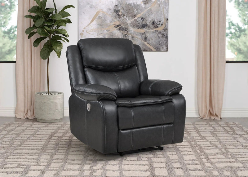 Sycamore Upholstered Power Recliner Chair Dark Grey by Unique Piece Furniture