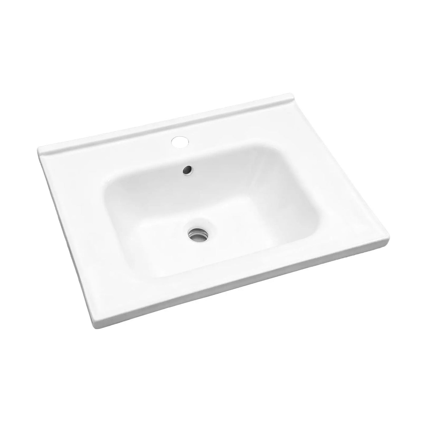 Rectangular Single Vanity Top With 1 Faucet Hole And Overflow Ceramic by HouseOfZazla