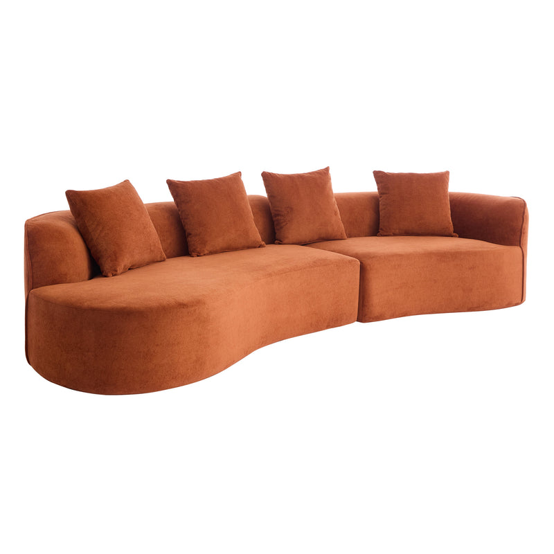 126" Curved Sectional Sofa (Dark Orange-D28 Full Foam) by HouseOfZazla