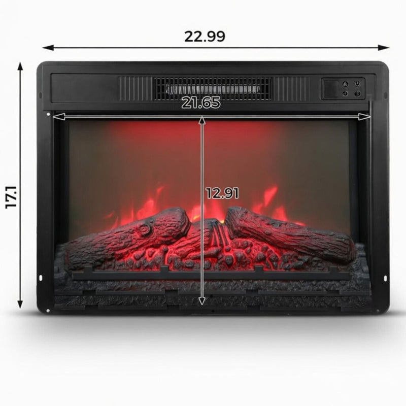 Electric Fireplace Insert Heater With Multicolor Flames, Remote Control - Black by HouseOfZazla