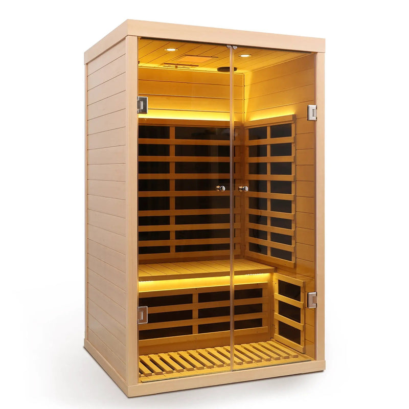 Luxury Indoor Hemlock Infrared Sauna Room with Double Doors and Glass for Two Persons by HouseOfZazla