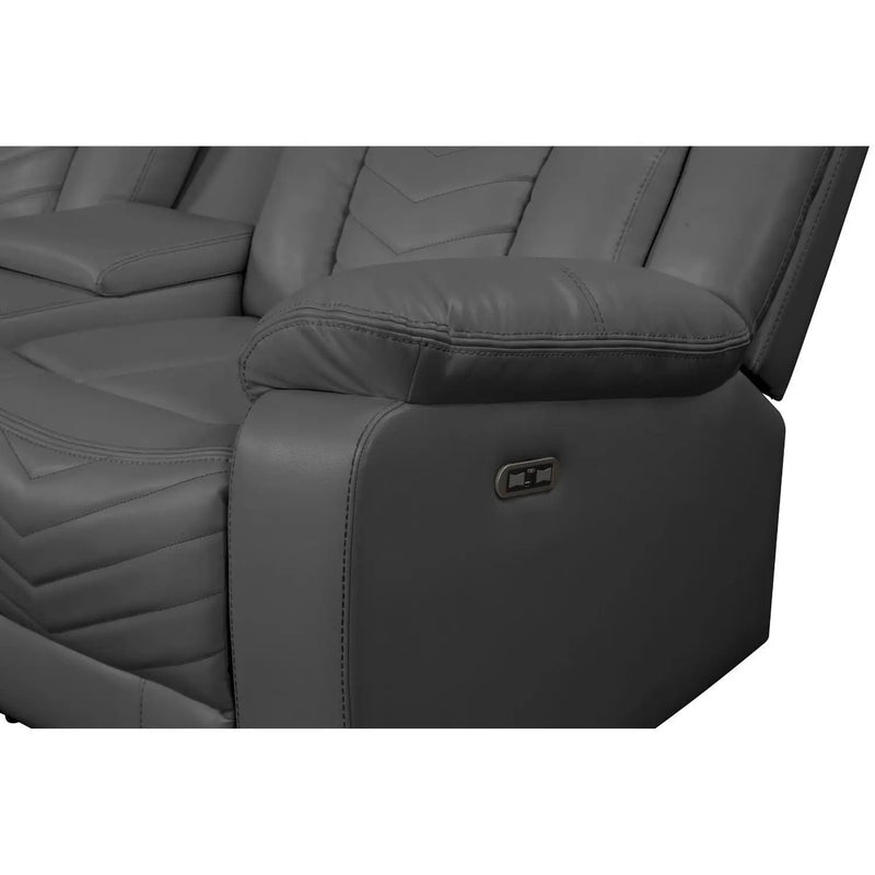 Challenger - Recliner Sectional Sofa, Built In USB, C Ports & Bluetooth by HouseOfZazla