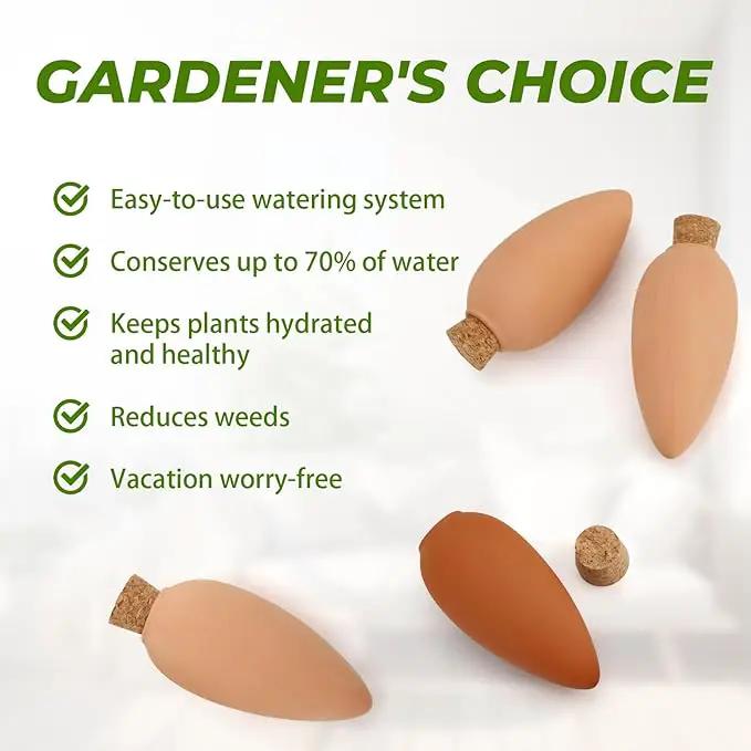 4 Pack Olla Watering Pot, Self Watering Globes 5.2oz Slow Release Terracotta Watering Spikes for Indoor Outdoor Plants, Easy to Refill Automatic Dripping Clay Bulbs Planter Insert (4.9" Tall, Cone) by GreenHaven Gardens