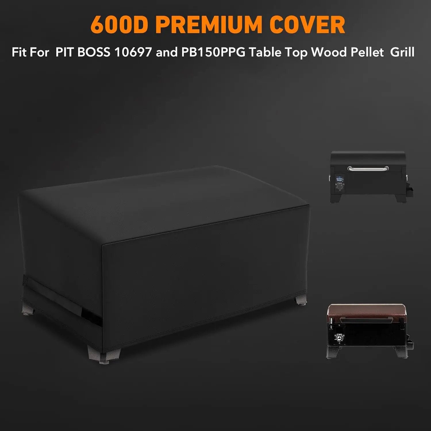 Heavy Duty 600D Polyester Cover Compatible with Pit Boss Portable Table Top Pellet Grill 10697 and PB150PPG Grills by GreenHaven Gardens