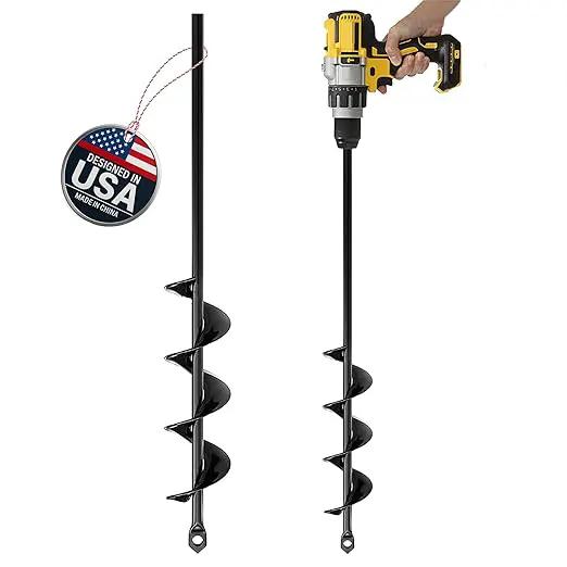 K-Brands Auger Drill Bit for Planting – 1.6 x 16 Inch - Garden Spiral Hole and Bulb Planter Tool for Umbrella Holes - Compatible with 3/8 Inch Hex Drive by GreenHaven Gardens