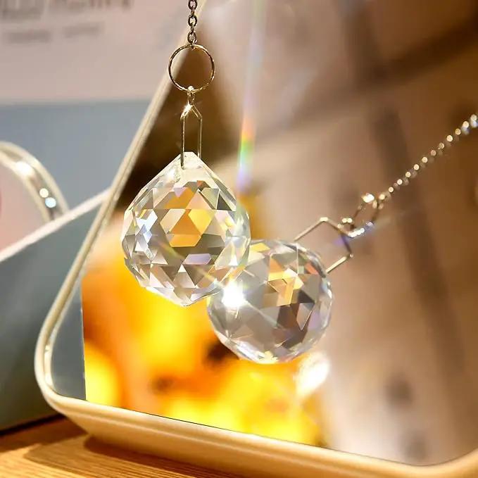 MerryNine 20mm Clear Crystal Ball Prism with 20 Pcs Metal Rings Sun Shine Catcher Rainbow Pendants Maker, Hanging Crystals Prisms for Windows, for Feng Shui, for Gift (0.8"/20mm 20Pack) by GreenHaven Gardens
