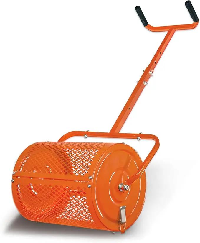 Heavy-Duty Compost Spreader for Lawn,Peat Moss Spreader,Fertilizer Spreader Roller with Adjustable Handle,Manure Spreaders for for Lawn Top Dressing,Seedling,Top Soil,Heavy Duty Metal Mesh Lawn Roller by GreenHaven Gardens