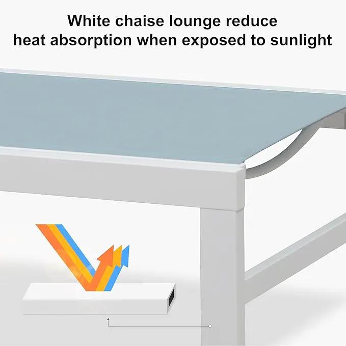 PURPLE LEAF Outdoor Chaise Lounge Set of 4 White Aluminum Lounge Chair Outdoor with Wheels Five-Position Adjustable Patio Lounge Chair for Pool Deck Yard, Steel Blue by GreenHaven Gardens