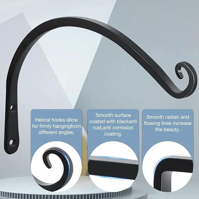 Gtongoko 2 Pack 12 Inch Plant Hangers Outdoor Metal Hanging Plant Bracket Bird Feeder Plant Hooks for Hanging Flower Basket, Wind Chimes, Solar Lanterns, Black by GreenHaven Gardens
