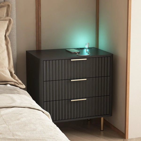 Nightstand with Charging Station and Night Light