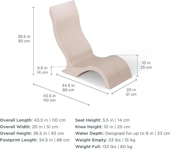 Ledge Lounger - Signature Chair - Inside Pool & Sun Shelf Lounge Chair - Designed for Shallow Shelves Up to 9” - Compatible with All Pool Types - Poolside & Sun Deck Tanning - Set of 2 - Granite Gray by GreenHaven Gardens