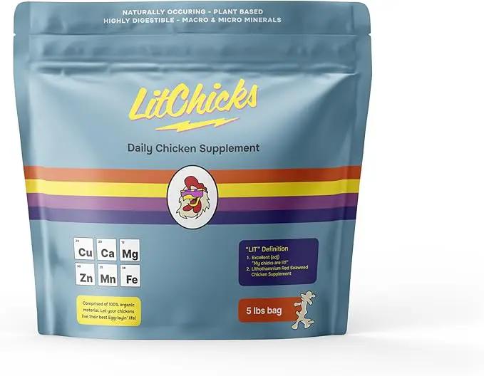 LitChicks’ Calcified Seaweed for Laying Chickens - Crushed Oyster Shell Alternative - Highly Digestible - Single Ingredient - Helps with Egg Laying & Flock Health. (5lbs) by GreenHaven Gardens