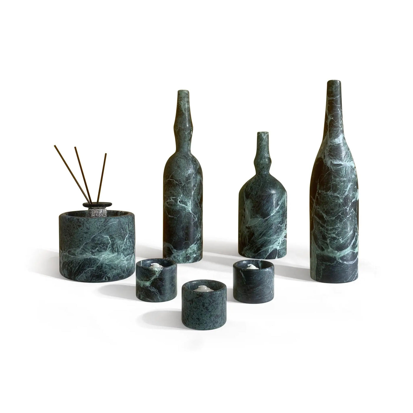 7 Pieces Luxury Natural Marble Living Room Accessories Set by Unique Piece Furniture