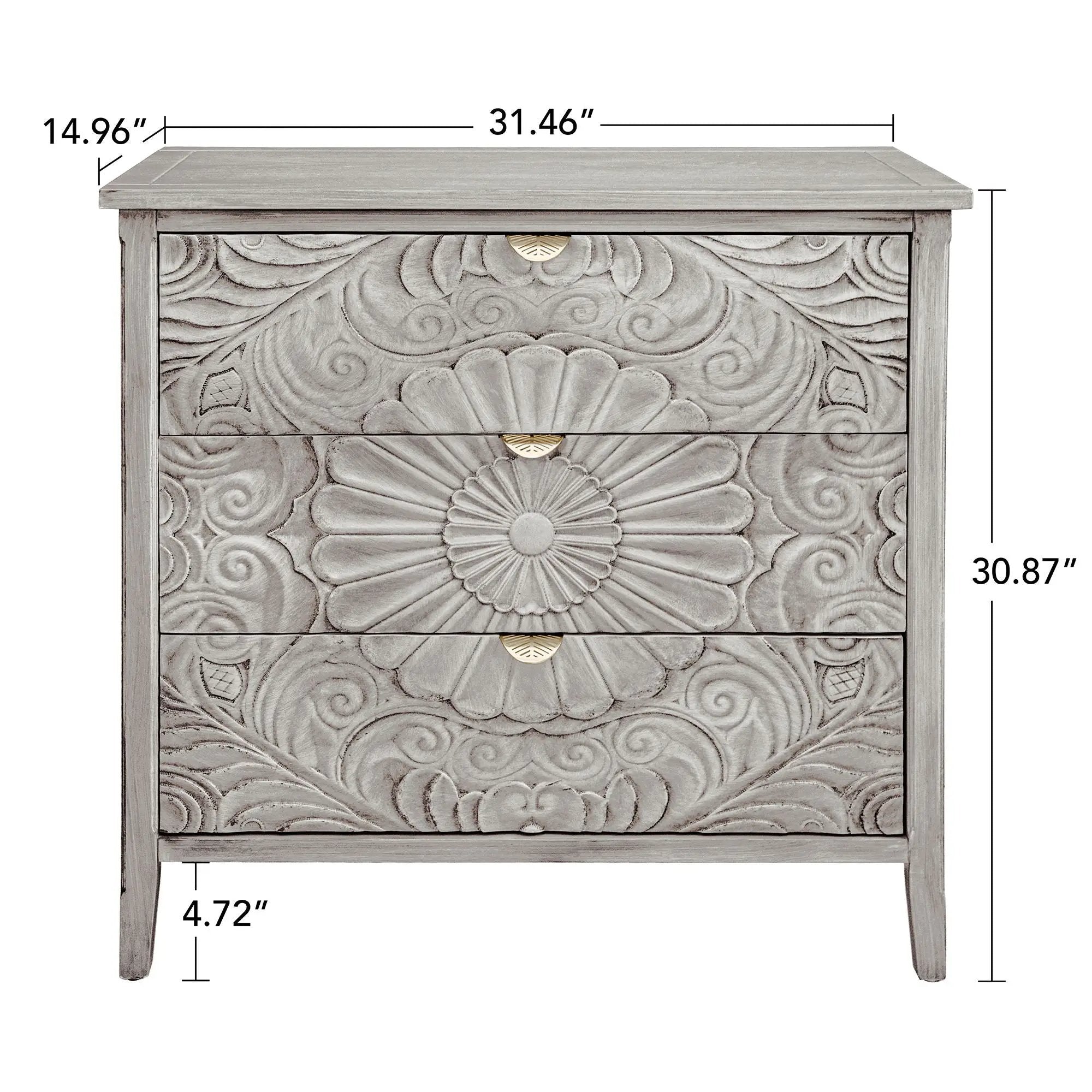 3 Drawer Cabinet, American Furniture, Suitable For Bedroom, Living Room - Light Gray by HouseOfZazla