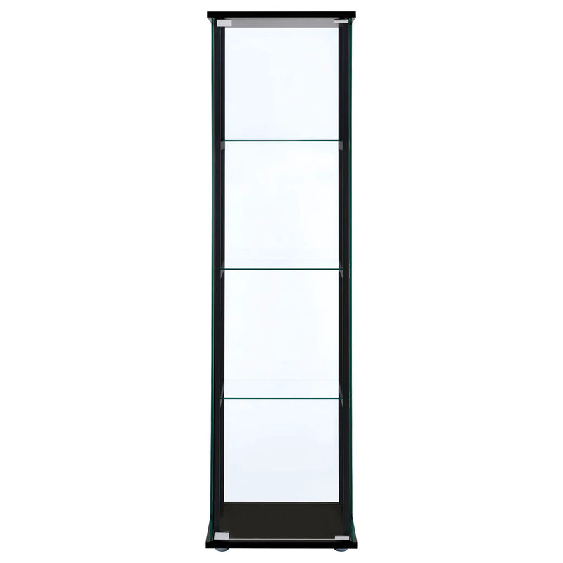 Cyclamen 4-shelf Clear Glass Curio Display Cabinet Black by Unique Piece Furniture