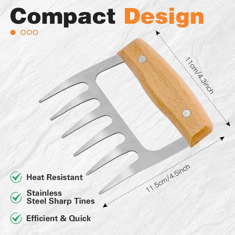 2 PCS Meat Shredder Claws, Stainless Steel Meat Claws, Metal Pulled Pork with Handle Turkey Pork Chicken Shredder Tool Accessories for Men Grilling Cooking BBQ Serving by GreenHaven Gardens