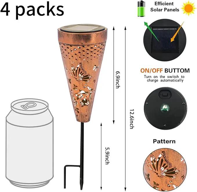 DIBIEECN 4 Pack Butterfly Solar Garden Pathway Lights Outdoor,Metal Garden Decorations Outdoor Lights with Patterns and Warm Light,Waterproof Landscape Lighting for Path Patio Backyard Yard by GreenHaven Gardens