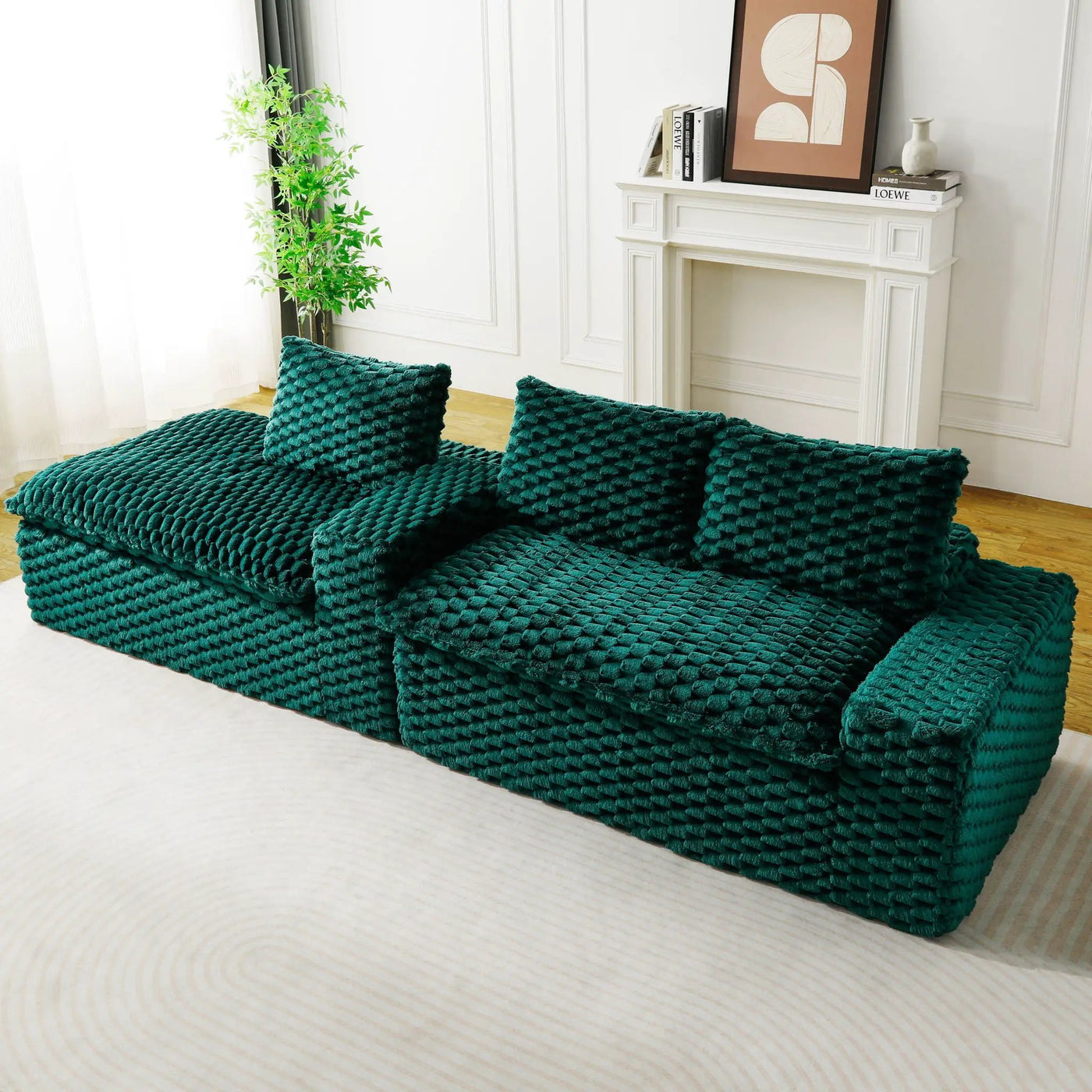 Modular Sofa, Convertible Twin Seat With Chaise Lounge by Unique Piece Furniture