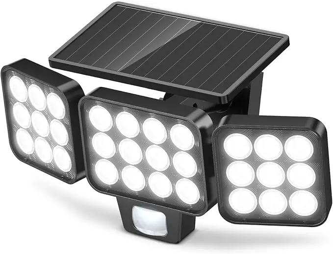 WdtPro Solar Lights Outdoor Waterproof 1 Pack, 3500LM Super Bright Motion Sensor Solar Powered LED Flood Lights, Upgrade Glass Panel, Solar Security Light Spotlights for Outside Yard by GreenHaven Gardens