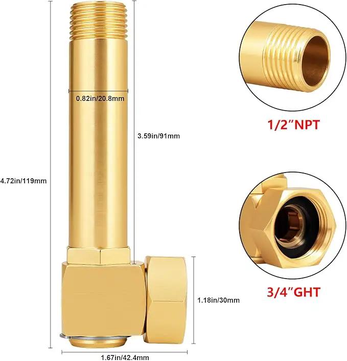 Garden Hose Reel Replacement Fitting,Brass 3/4"GHT Female to 1/2"NPT Male Swivel Elbow adapter (4.72 inches in length 2 piece) by GreenHaven Gardens