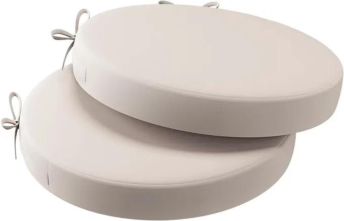 AAAAAcessories Outdoor Seat Cushions for Chairs, Waterproof, Fade-Resistant Patio Furniture Replacement Cushions, 15" x 15" x 2", Set of 2, Khaki Beige by GreenHaven Gardens