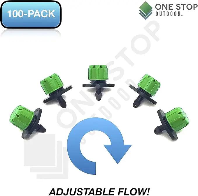 (25-Pack) - 1/4" Inch Universal Barbed Drip Emitter - Adjustable Flow 0-18.5 GPH Fit 1/4 (4-7mm) Drip Irrigation Tubing - Professional Grade (25 Pack Dripper Only) by GreenHaven Gardens
