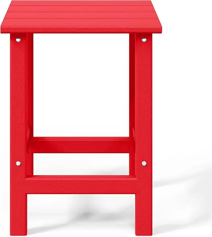 WO Home Furniture Adirondack Chairs Table Set of 3 PCS Outdoor Folding Chairs Side End Table Weather/UV Resistant for Lawn, Garden, Bon Fire, Balcony (Red) by GreenHaven Gardens