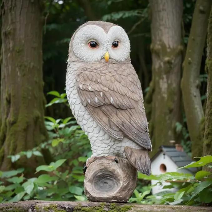 Owl Outdoor Statues Garden Yard - Decoration Home Decor Indoor Desk Tabletop Collectible Figurines Ancient Retro Collection 11" x4.5" x5 Inch by GreenHaven Gardens