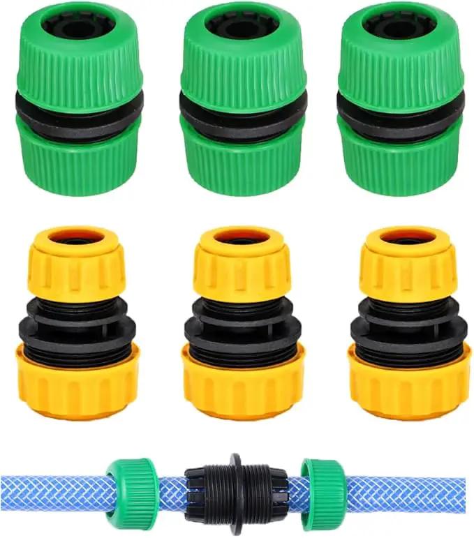 6 Pack Hose Connectors Quick Connect Kit Coupler Repair Irrigation Fitting 1/2" to 1/2" and 1/2" to 3/4" Coupling Joints for Water Pipe Extension Garden Drip Tubing Connector Adapter Extender by GreenHaven Gardens