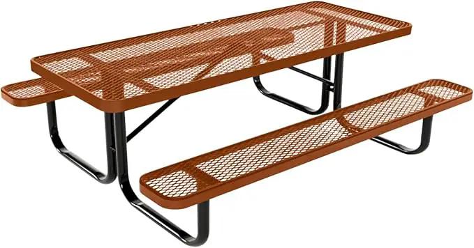 Heavy-Duty Portable Outdoor Kids Table, Expanded Metal Kids Picnic Table, Commercial-Grade Picnic Table, Made in America (6ft Rectangular, Childrens, Textured Copper) by GreenHaven Gardens