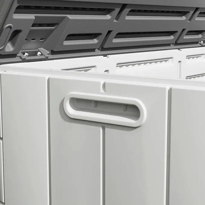 100GAL White Resin Deck Box with Wheels – Lockable, Waterproof, SGS-Tested UV Resistance, Spacious Outdoor Storage for Patio Cushions & Pool Gear, Easy Assembly