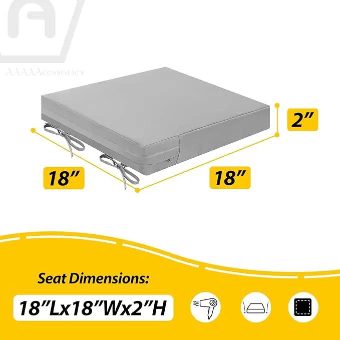 AAAAAcessories Outdoor Seat Cushions for Chairs, Waterproof, Fade-Resistant Patio Furniture Replacement Cushions, 18" x 18" x 2", Set of 2, Gray by GreenHaven Gardens