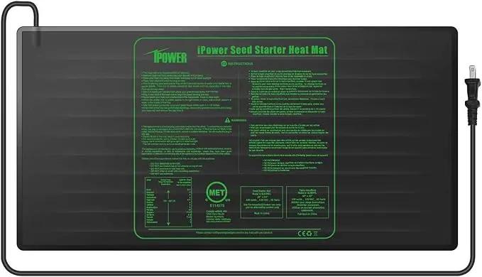 iPower GLHTMTL-A 48" x 20" Waterproof Durable Seedling Heat Mat Warm Hydroponic Plant for Indoor Gardening Germination Starting, Black by GreenHaven Gardens