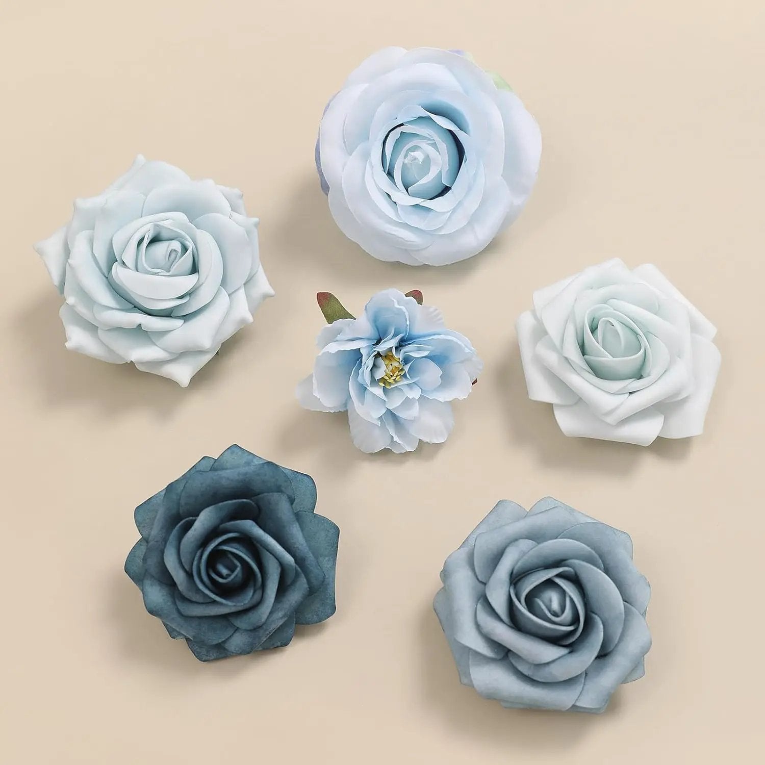 Blue Artificial Flowers Silk Fake Roses Peonies Greenery Combo Box Set for DIY Wedding Bouquets Bridal Shower Centerpieces Floral Arrangements Party Tables Home Decoration by GreenHaven Gardens