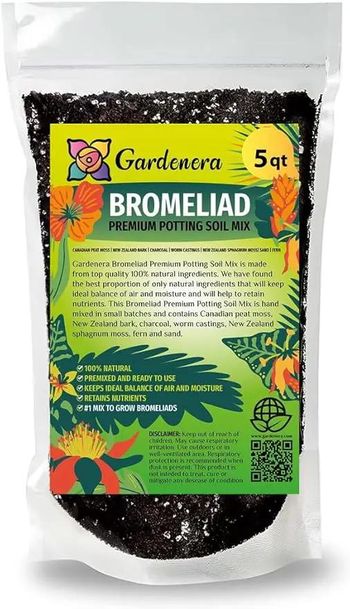 Premium Bromeliad Potting Soil by Gardenera - Unlock The Full Potential of Your Bromeliads - 5 QUARTS by GreenHaven Gardens