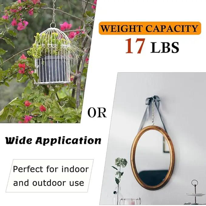 197 Inch DIY Silver Hanging Basket Chains, Adjustable Length, Decorative Metal Chain with Hooks for Hanging Bird Feeders, Planters, Ornaments by GreenHaven Gardens