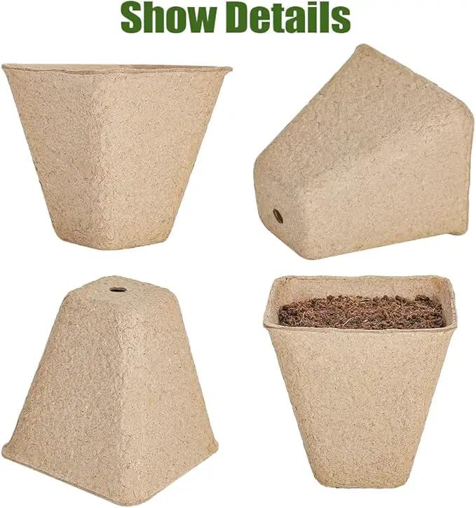 126 Packs Square Peat Pots, 3.15 Inch Seed Starting Pots with Drainage Holes Square Nursery Pot,Biodegradable Eco-Friendly Round Plant Seed Starter Peat Germination Seedling Trays by GreenHaven Gardens