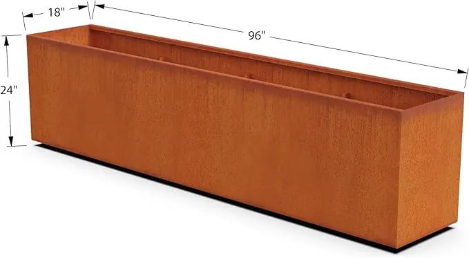 Corten Steel Planter Rectangle Outdoor Metal Garden Box Heavy Duty | Made in USA | Fully Assembled by GreenHaven Gardens
