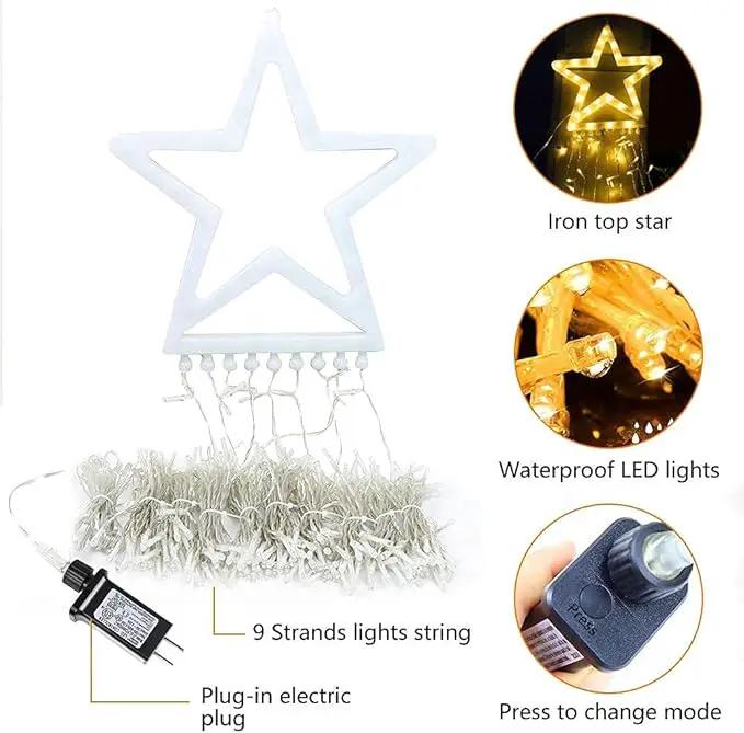 Christmas Decoration Lights, Outdoor Christmas String Lights 320 LED 11.5 Ft Waterfall Tree Lights with Big Star Topper 8 Light Modes for Christmas New Year Holiday Garden Yard Indoor Outdoor Decor by GreenHaven Gardens